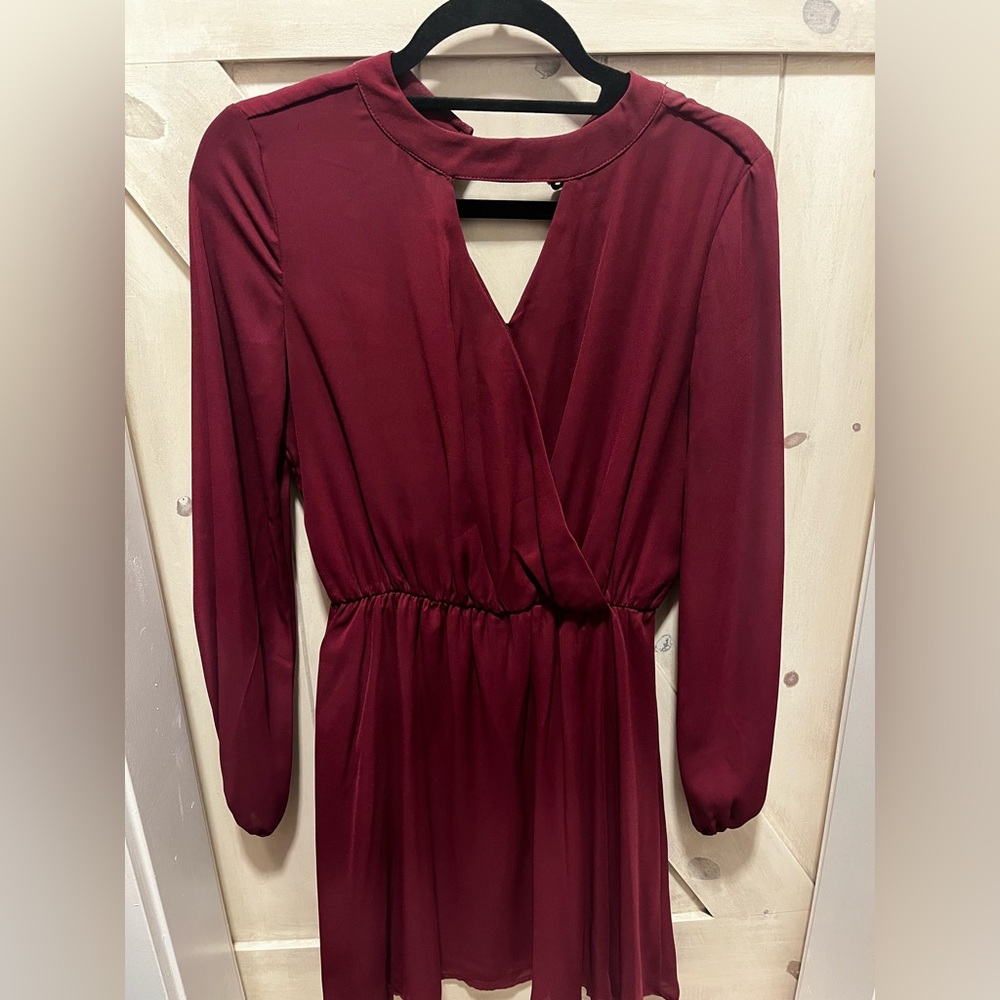 Altar'd State Deep Red Long Sleeve Dress